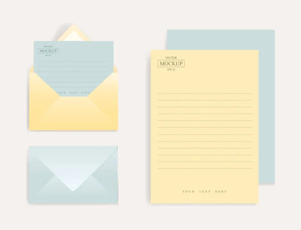Set of realistic envelopes with a sheet of paper — Stock Vector
