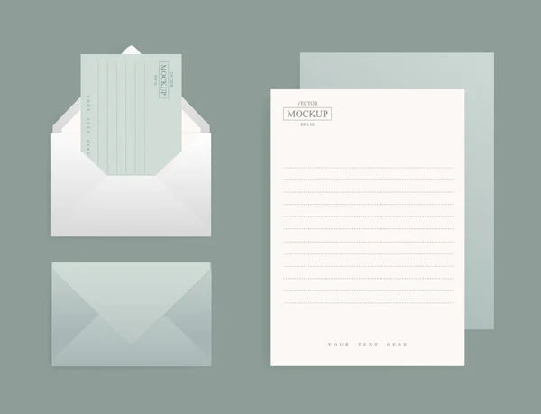 Set van realistische enveloppen met een vel papier — Stockvector