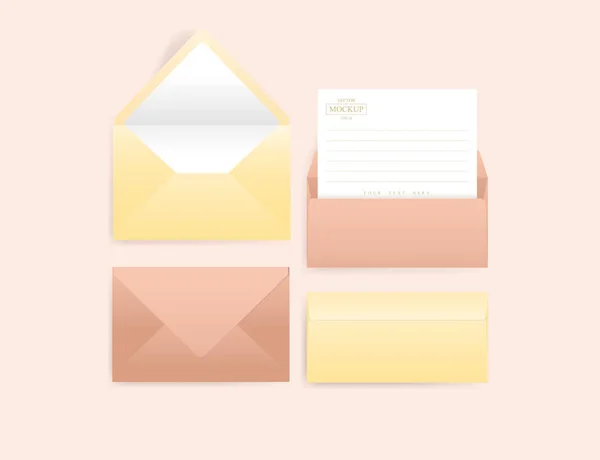 Set of realistic envelopes with a sheet of paper — Stock Vector