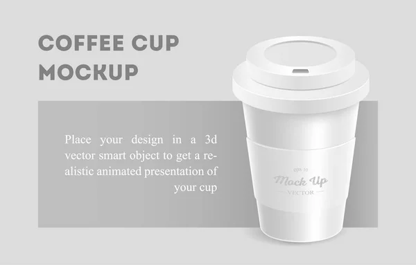 Modèle de tasse de café blanc sur fond gris . — Image vectorielle