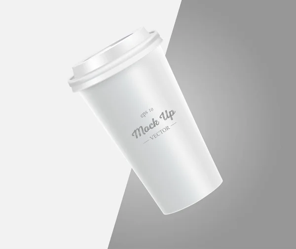 Tasse de café maquette sur fond gris et blanc . — Image vectorielle