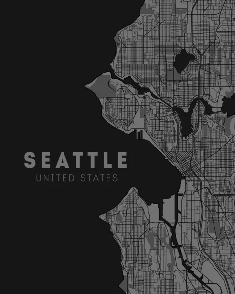 Seattle Stati Uniti Mappa città in stile retrò. Mappa del contorno. Illustrazione vettoriale — Vettoriale Stock