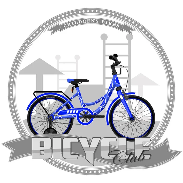 Bir bisiklet sembolik bir arka plan üzerinde belirli bir türde. Bisiklet, metin ve arka plan ayrı katmanlarda yer alan.