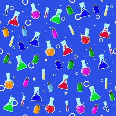 Kimya okul konulu seamless modeli. Tüm öğeleri farklı katmanlarda bulunan ve kolayca manipüle edilebilir.