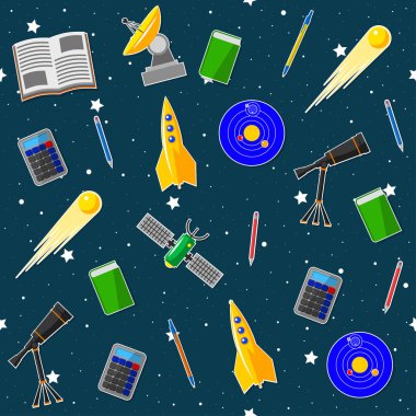 Astronomi okul konulu seamless modeli. Tüm öğeleri farklı katmanlarda bulunan ve kolayca manipüle edilebilir.