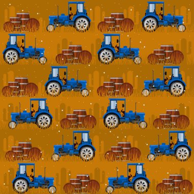 Dikişsiz desen Traktörler ile. Dekorasyon, sarma, yazdırma veya reklam için. 