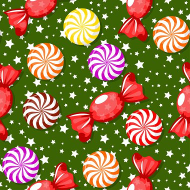 Şeker Tema Dikişsiz desen. Dekorasyon, baskı, ambalaj kağıdı ya da reklam için. 