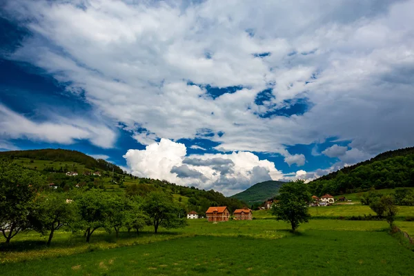 Зеленая весенняя деревня Сербии — стоковое фото