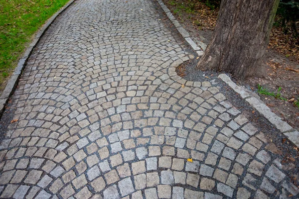 Dlážděné uličky ve veřejném parku v Praze — Stock fotografie
