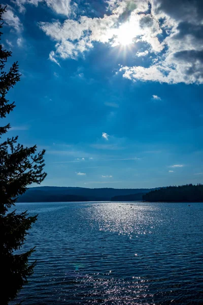 Stunning Sunny Autumn View Golyam Beglik Reservoir Sun Pazardzhik Region — Stock Photo, Image