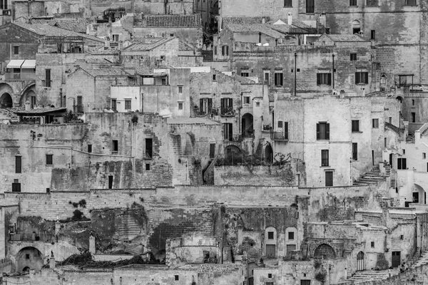 Fekete-fehér benyomást, Matera, Olaszország — Stock Fotó