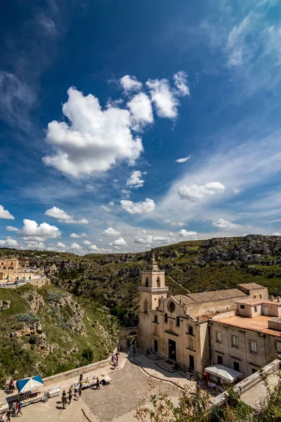 Vista del paisaje urbano de Matera, Italia desde arriba — Foto de Stock