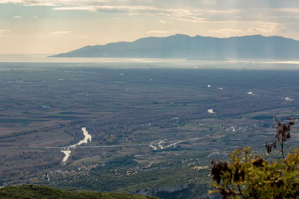 Пасмурный День Вид Воздуха Реку Оос Регион Кси Греция Река — стоковое фото