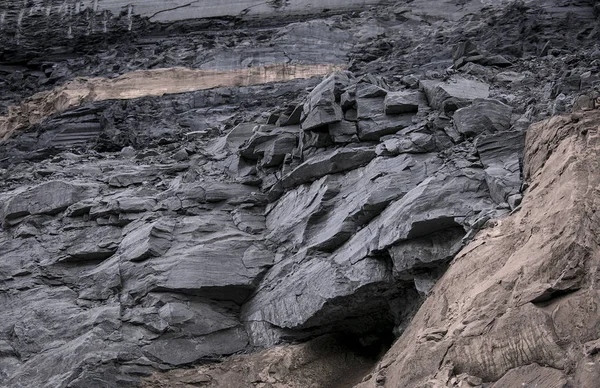 Εξόρυξη Άνθρακα Άνθρακα Πέτρα Γεωλογικούς Σχηματισμούς Βράχου — Φωτογραφία Αρχείου