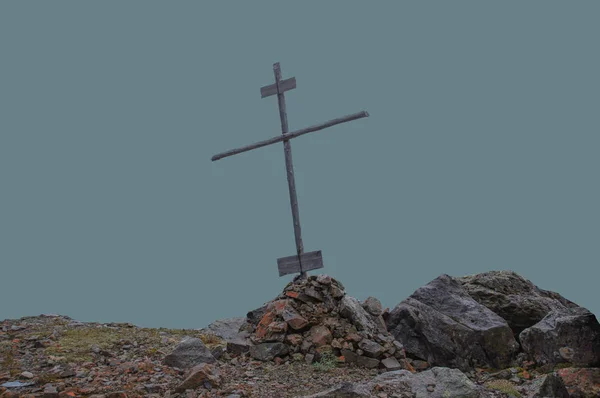 Cruz Cristiana Los Palos Montículo — Foto de Stock
