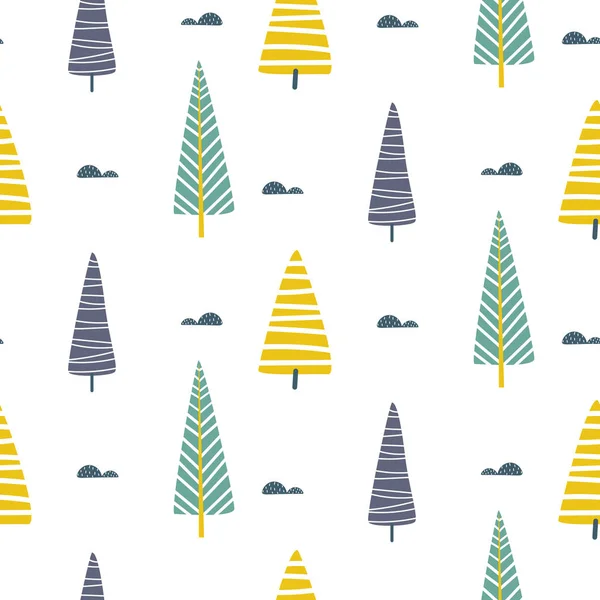 Vektor nahtlose Muster mit Bäumen skandinavischen Druck. — Stockvektor