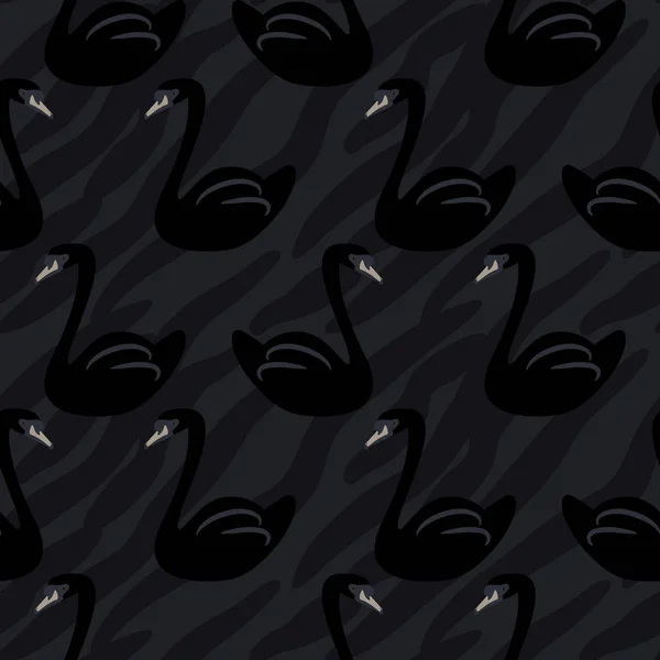 Black swan cartoon seamless vector pattern. — Stock Vector