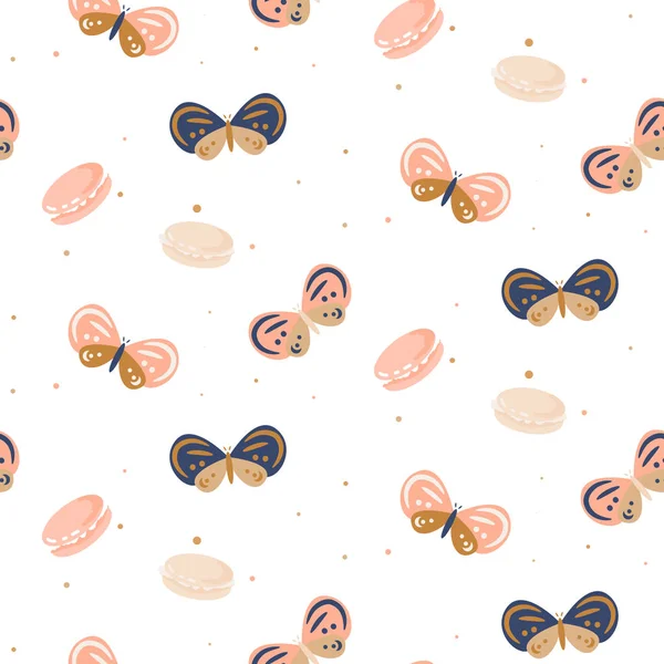 Moth mariposa dibujos animados bebé patrón de vector sin costuras . — Archivo Imágenes Vectoriales