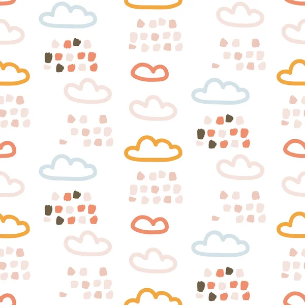 Rainy clouds cute pastel colors seamless vector pattern. — Stock Vector
