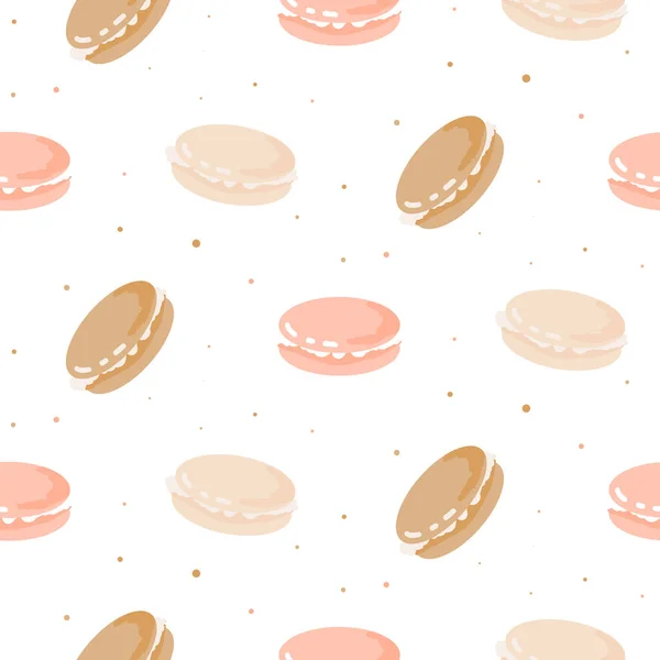 Leuk patroon met macaroon cookies. — Stockvector