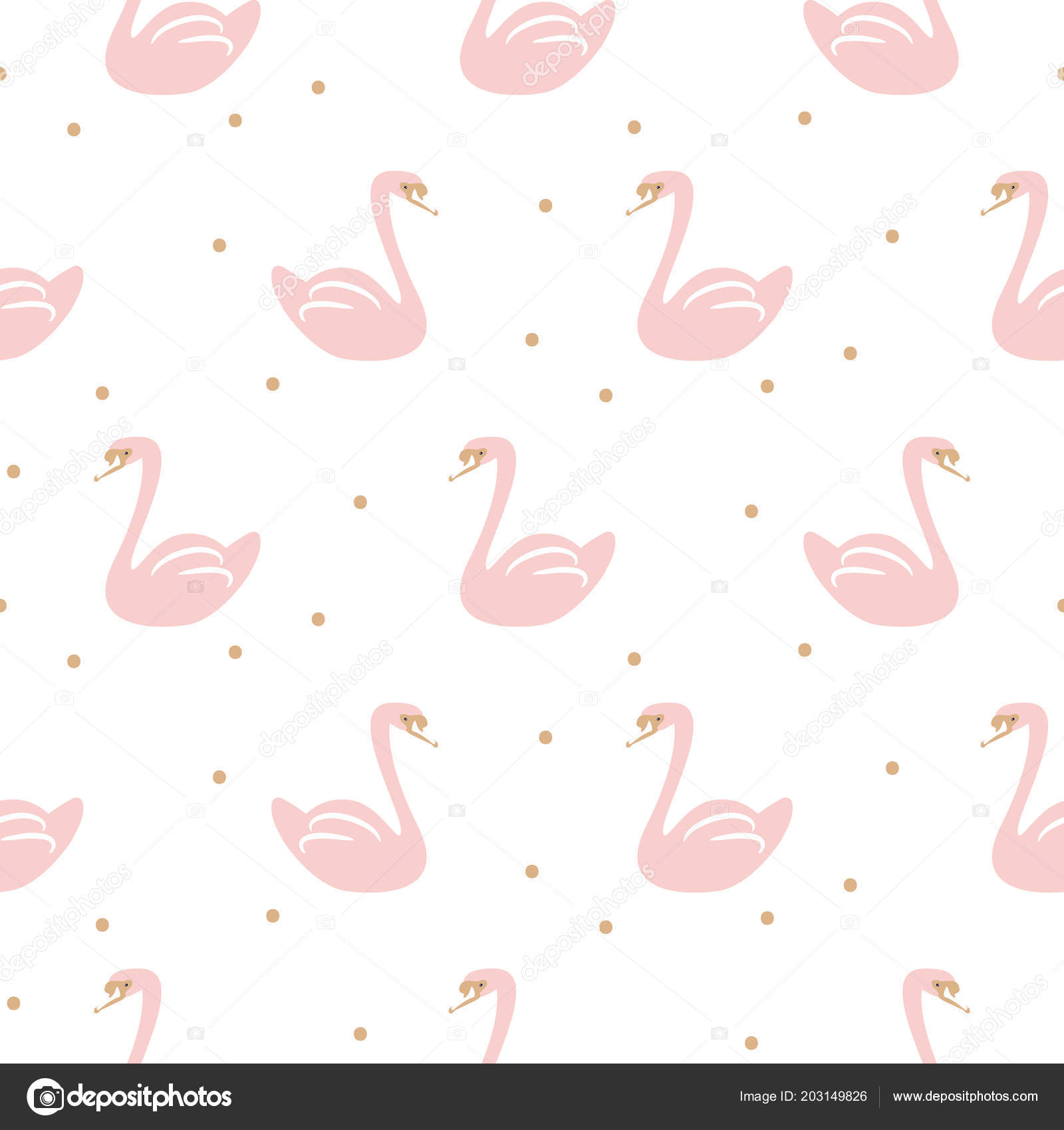 Swan pink cute baby simple seamless vector pattern. Stock Vector Image by  ©TapkiMonkey #203149826