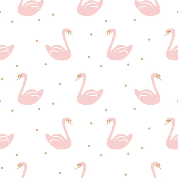 Swan pink cute baby simple seamless vector pattern. — Stock Vector