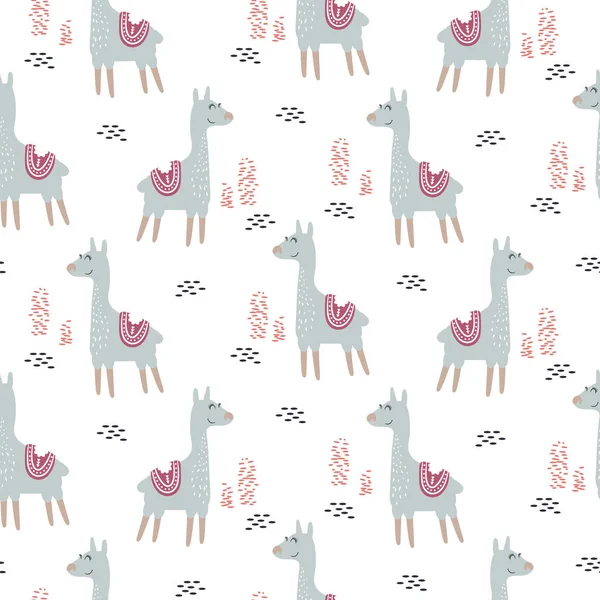 Lama animal mignon motif vectoriel sans couture . — Image vectorielle