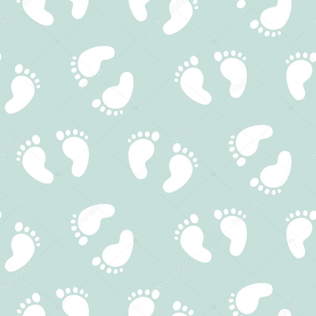 Baby footprints seamless vector pattern for boys.