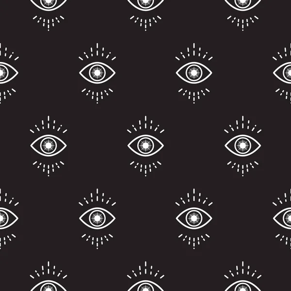 Black and white hipster abstract eye pattern vector background. — Stock Vector