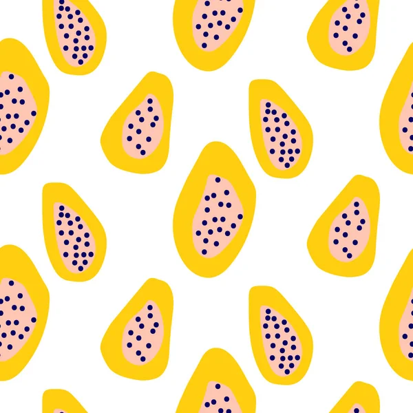 Abstract papaya fruit seamless vector pattern. — Stock Vector