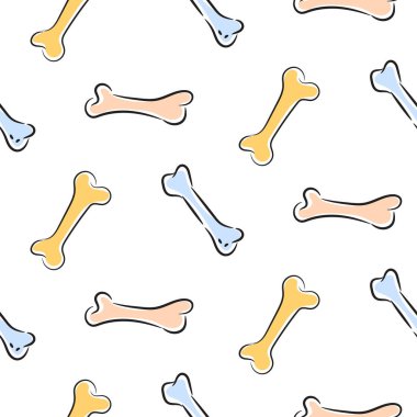 Bones seamless vector pastel color pattern. Dog toys cute background. clipart