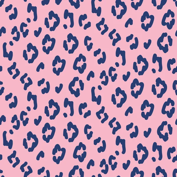 Wildtier Haut Leopard Mode Flecken nahtlose Muster rosa blaue Textur. — Stockvektor