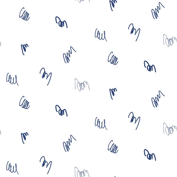 Ink scribble marks seamless vector pattern blue and white colors. — Stock Vector