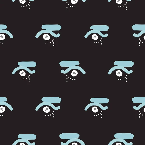 Seamless pattern eyes in hipster style. Vector youth texture black background for print. — Stock Vector