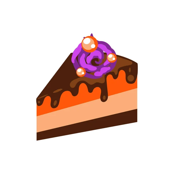 Kürbiskuchen mit Schokoladenbelag Cartoon-Vektor-Illustration. — Stockvektor