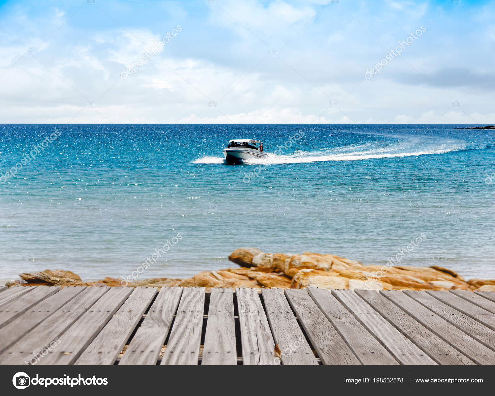 Speedboot Tropische Zee Verse Vrijheid Adventure Clear Turquoise Tropisch Stockfoto, foto © singkamc #198532578