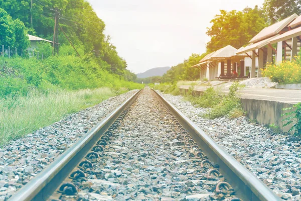 Railroad Siberian Forest Station Distance — Stock Photo, Image