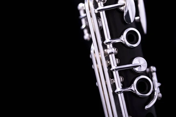 New Silver Plated Clarinet Black Background — Stock Photo, Image