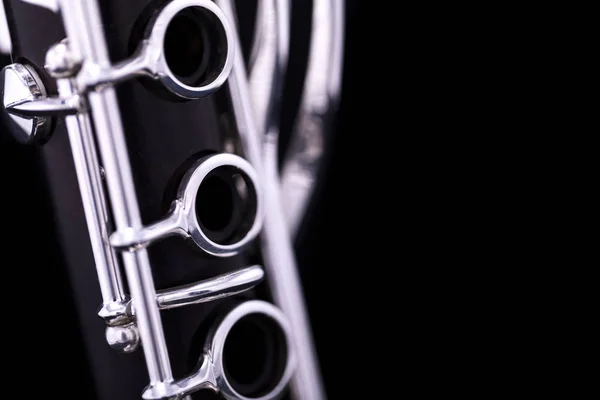 New Silver Plated Clarinet Black Background — Stock Photo, Image