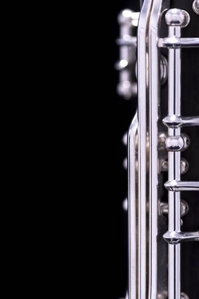 Eine Neue Versilberte Klarinette Auf Schwarzem Hintergrund — Stockfoto
