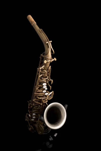 Matte Finish Saxophone Black Background — Stock Photo, Image
