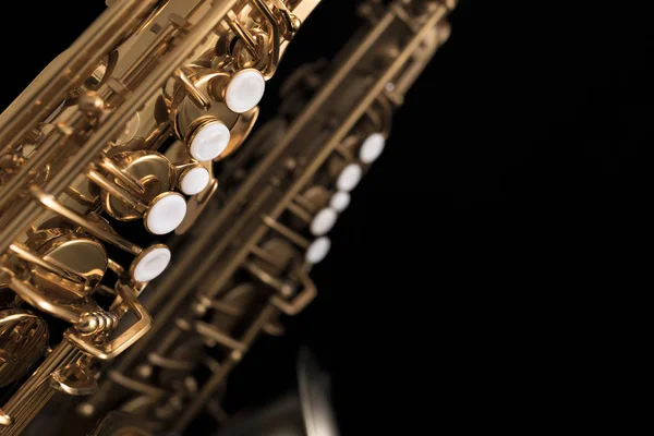 Saxofones Lacados Oro Acabado Mate Con Llaves Perlas —  Fotos de Stock