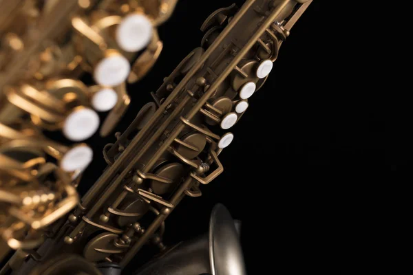 Saxofones Lacados Oro Acabado Mate Con Llaves Perlas —  Fotos de Stock