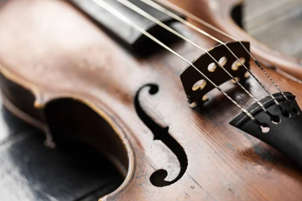 Una Parte Violino Una Viola Fondo Legno — Foto Stock