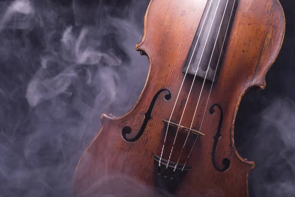 Viola Violin Smoke Black Background — Stock Photo, Image