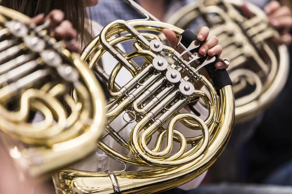 Pessoas Tocando Chifre Francês — Fotografia de Stock