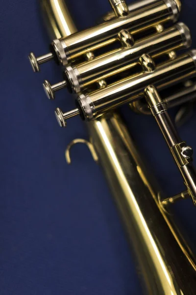 Lacquered Flugelhorn Blue Background — Stock Photo, Image