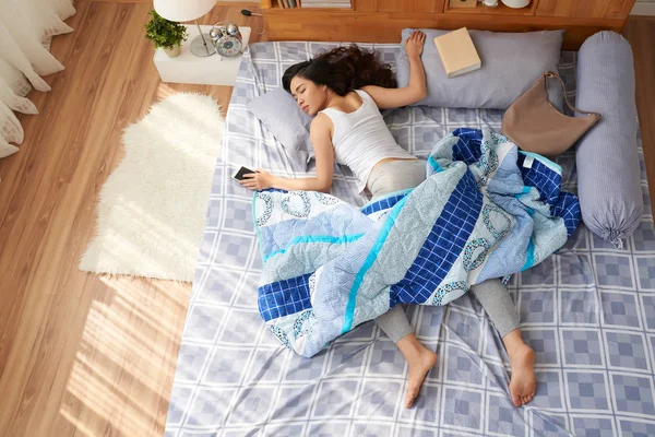 Schlafende Schöne Asiatische Frau Blick Von Oben — Stockfoto