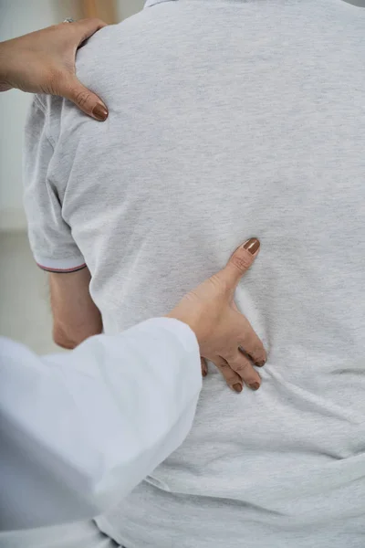 Doctor Checking Back Spine Male Patient — Stock Photo, Image