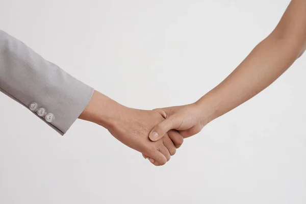 Female Hands Shaking Hands Isolated White Background Cropped Image — Stock Photo, Image